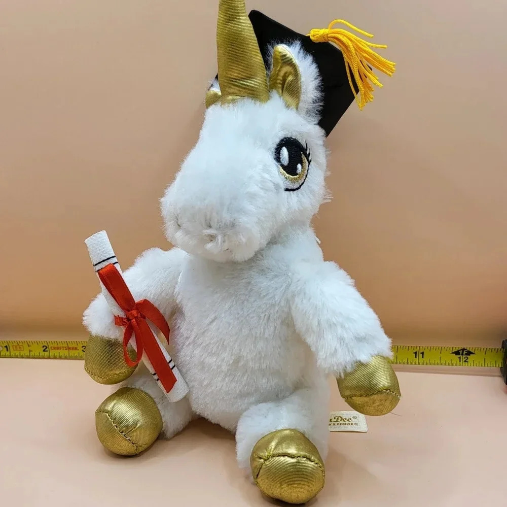 Graduation Unicorn Plush Toy 8 Inch Dan Dee Collectors Choice School Diploma